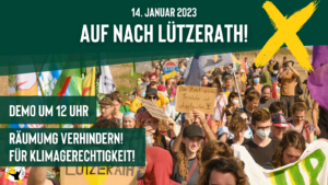 Plakat zum Demoaufruf in Lützerath.